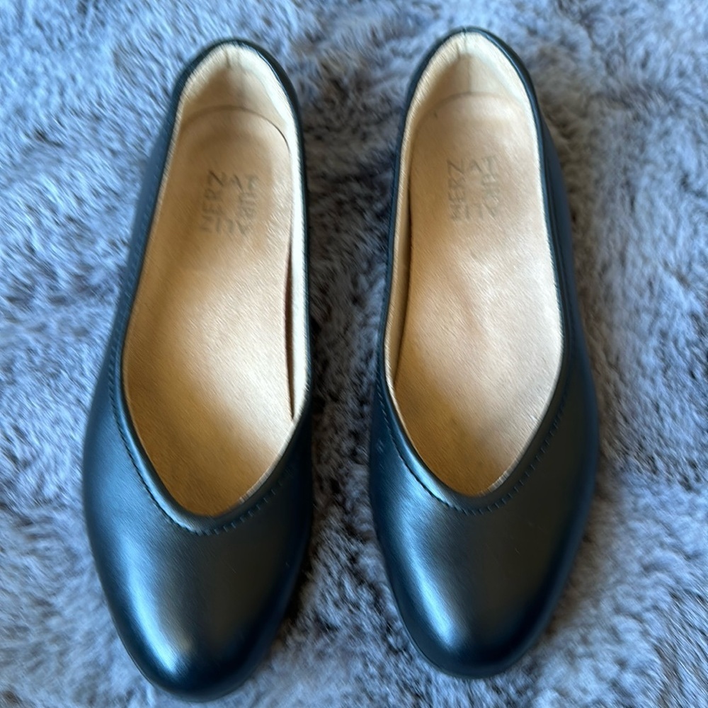 Naturalizer Vivienne Ballet almond pointed Flat black leather size 7.5 - Picture 3 of 6